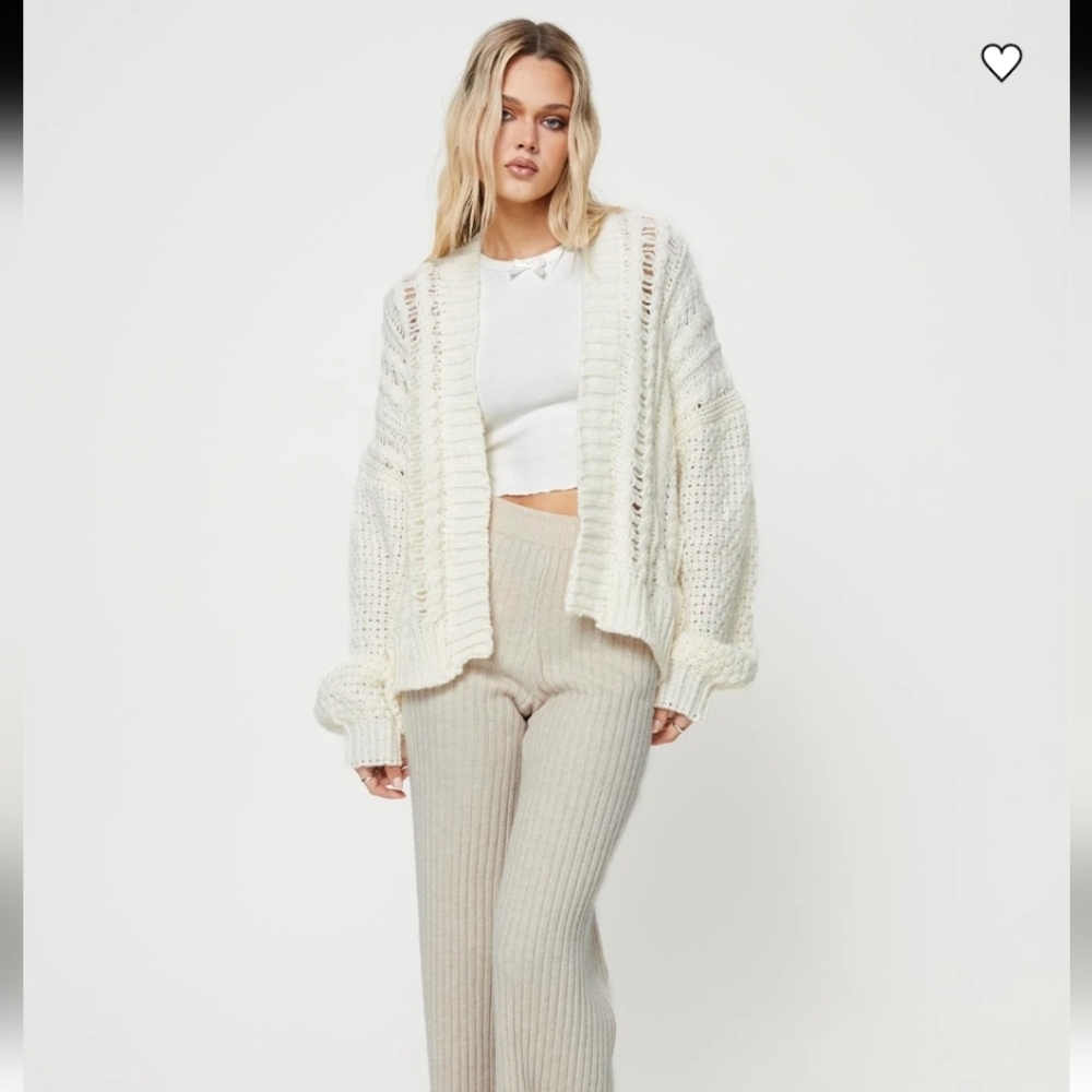NWT Princess Polly Cream Abner Cable Knit Cardigan Sz XS/S - Picture 6 of 15